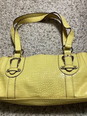 croft & barrow Yellow Croc-Embossed Shoulder Bag 13 x 7